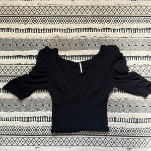 Free People Black Crop Top Shirt NWOT